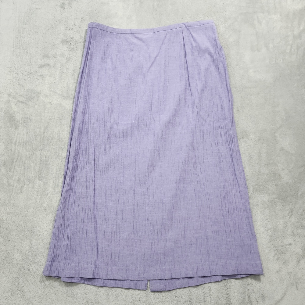 Vintage CJ Banks Skirt Womens 1X Purple A-Line Midi Crepe Rayon Blend Casual